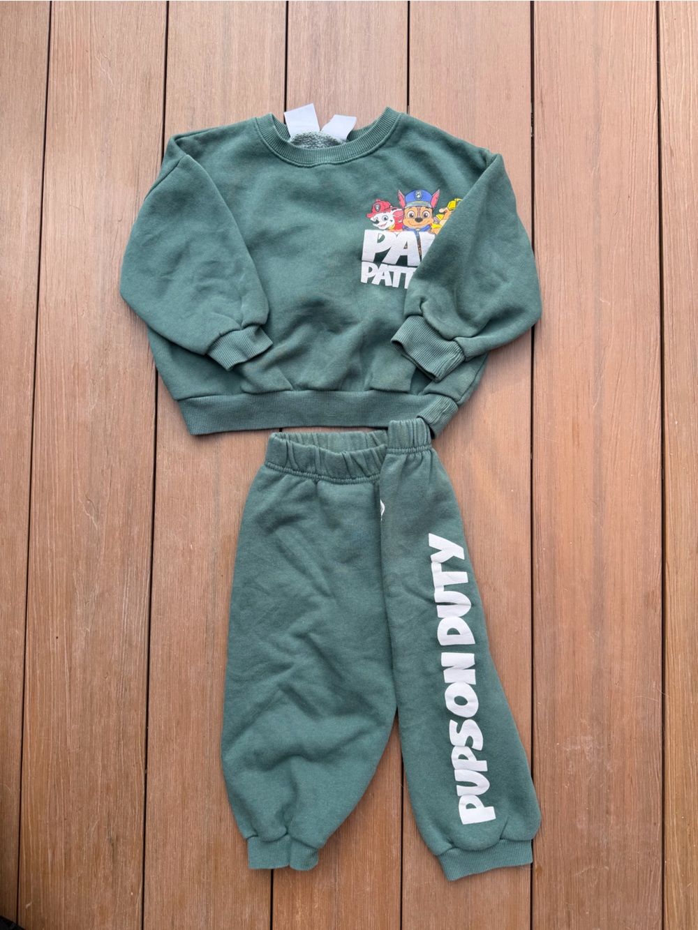 Kids Zara Paw Patrol Green Sweatshirt and Joggers Set  5T